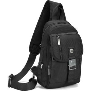 NICGID Sling Bag Chest Shoulder Backpack Crossbody Bags for Tablet Laptop Outdoor Hiking Men Women(Black-016)