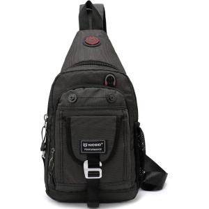 NICGID Sling Bag Chest Shoulder Backpack Crossbody Bags for Tablet Laptop Outdoor Hiking Men Women(Black-2664)