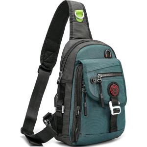 NICGID Sling Bag Chest Shoulder Backpack Crossbody Bags for Tablet Laptop Outdoor Hiking Men Women(Dark Green-2629)
