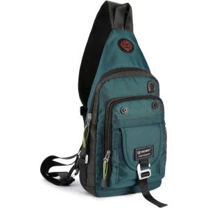 NICGID Sling Bag Chest Shoulder Backpack Crossbody Bags for Tablet Laptop Outdoor Hiking Men Women(Dark Green-2664)