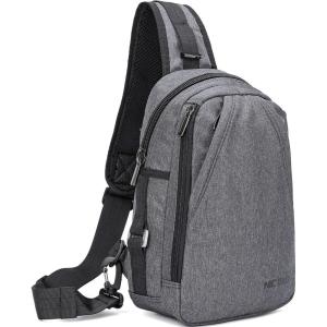 NICGID Sling Bag Chest Shoulder Backpack Crossbody Bags for Tablet Laptop Outdoor Hiking Men Women(Grey-010)