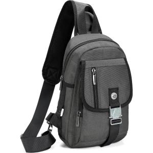 NICGID Sling Bag Chest Shoulder Backpack Crossbody Bags for Tablet Laptop Outdoor Hiking Men Women(Grey-016)
