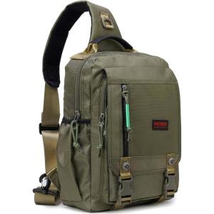NICGID Sling Bags Chest Shoulder Backpacks, 12.5” 13.3” 14.1” 15.6”Laptop Backpack Crossbody Messenger Bag Travel Outdoor(Army Green-nylon)