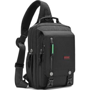 NICGID Sling Bags Chest Shoulder Backpacks, 12.5” 13.3” 14.1” 15.6”Laptop Backpack Crossbody Messenger Bag Travel Outdoor(Black)