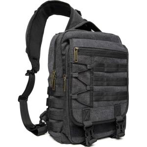 NICGID Sling Bags Chest Shoulder Backpacks, 12.5” 13.3” 14.1” 15.6”Laptop Backpack Crossbody Messenger Bag Travel Outdoor(Black-canvas)