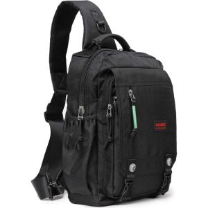 NICGID Sling Bags Chest Shoulder Backpacks, 12.5” 13.3” 14.1” 15.6”Laptop Backpack Crossbody Messenger Bag Travel Outdoor(Black-nylon)