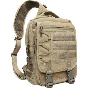 NICGID Sling Bags Chest Shoulder Backpacks, 12.5” 13.3” 14.1” 15.6”Laptop Backpack Crossbody Messenger Bag Travel Outdoor(Khaki-canvas)
