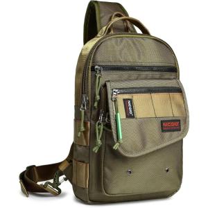 NICGID Sling Bags, Chest Shoulder Backpacks Crossbody Purse Outdoor Chest Bag Travel Backpack for Men Women(Army Green-385)