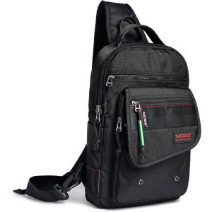 NICGID Sling Bags, Chest Shoulder Backpacks Crossbody Purse Outdoor Chest Bag Travel Backpack for Men Women(Black-385)
