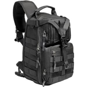 NICGID Tactical Military Backpack Daypack Molle Army Assault Pack Bug Out Bag Travel Fishing Hiking Trekking Rucksack(Black-057)