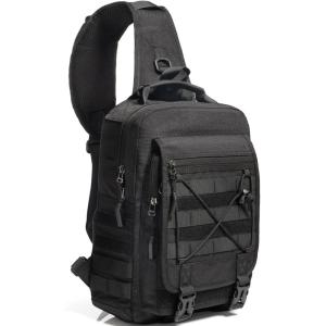 NICGID Tactical Military Backpack Daypack Molle Army Assault Pack Bug Out Bag Travel Fishing Hiking Trekking Rucksack(Black-808-1)