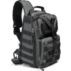 NICGID Tactical Military Backpack Daypack Molle Army Assault Pack Bug Out Bag Travel Fishing Hiking Trekking Rucksack(Grey-057)