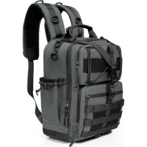 NICGID Tactical Military Backpack Daypack Molle Army Assault Pack Bug Out Bag Travel Fishing Hiking Trekking Rucksack(Grey-059)