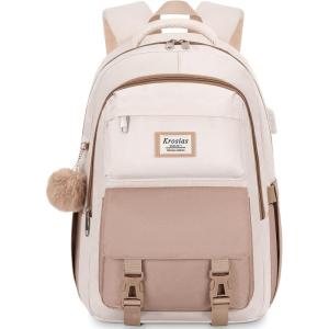 School Backpack for Girls Teens, Cute Aesthetic College Backpacks Large 15.6 Inch Laptop Bag Preppy Bookbag for Women Students Travel (Khaki Beige)(Beige Khaki)
