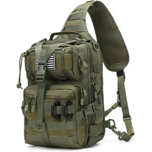 imageTactical Sling Bag Backpack Military Rover Shoulder Sling Pack EDC Molle Assault Range Bag Crossbody Chest Pack CoyoteArmy Green