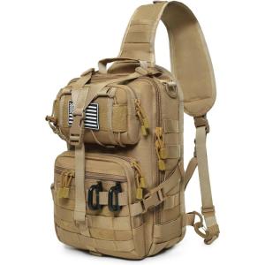 Tactical Sling Bag Backpack Military Rover Shoulder Sling Pack EDC Molle Assault Range Bag Crossbody Chest Pack (Coyote)(Coyote)