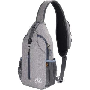 WATERFLY Crossbody Sling Backpack Sling Bag Travel Hiking Chest Bag Daypack(Gray)