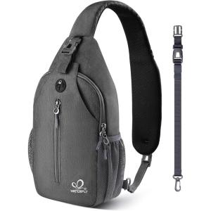 WATERFLY Crossbody Sling Backpack Sling Bag Travel Hiking Chest Bag Daypack(Grey(other Style))