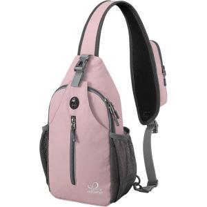 WATERFLY Crossbody Sling Backpack Sling Bag Travel Hiking Chest Bag Daypack(Pink)