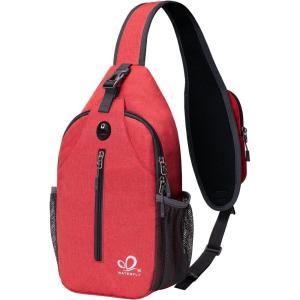 WATERFLY Crossbody Sling Backpack Sling Bag Travel Hiking Chest Bag Daypack(Red)