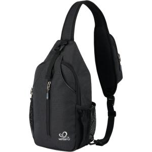 WATERFLY Crossbody Sling Backpack Sling Bag Travel Hiking Chest Bag Daypack(Rfid-black)