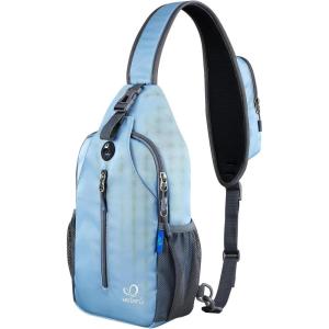 WATERFLY Crossbody Sling Backpack Sling Bag Travel Hiking Chest Bag Daypack(Starry Night Light Blue)