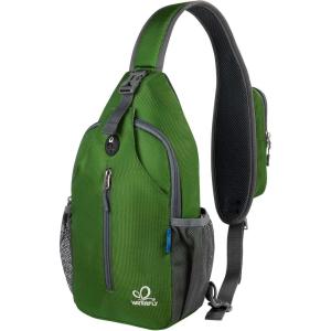 imageWATERFLY Crossbody Sling Backpack Sling Bag Travel Hiking Chest Bag DaypackZarmy Green