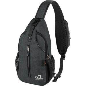 WATERFLY Crossbody Sling Backpack Sling Bag Travel Hiking Chest Bag Daypack(Z-hemp Black)