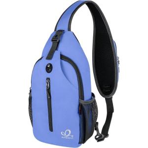 WATERFLY Crossbody Sling Backpack Sling Bag Travel Hiking Chest Bag Daypack(Z-sea Blue)