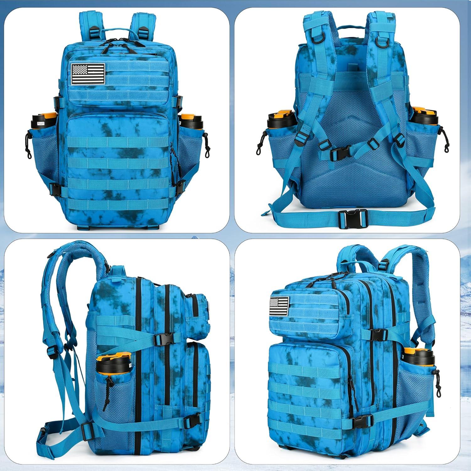 image45L Tactical Assault Backpack 3 day assault pack with Molle Waterproof backpack Rucksack for Tactical Backpacks Red water patternBlue Water Pattern