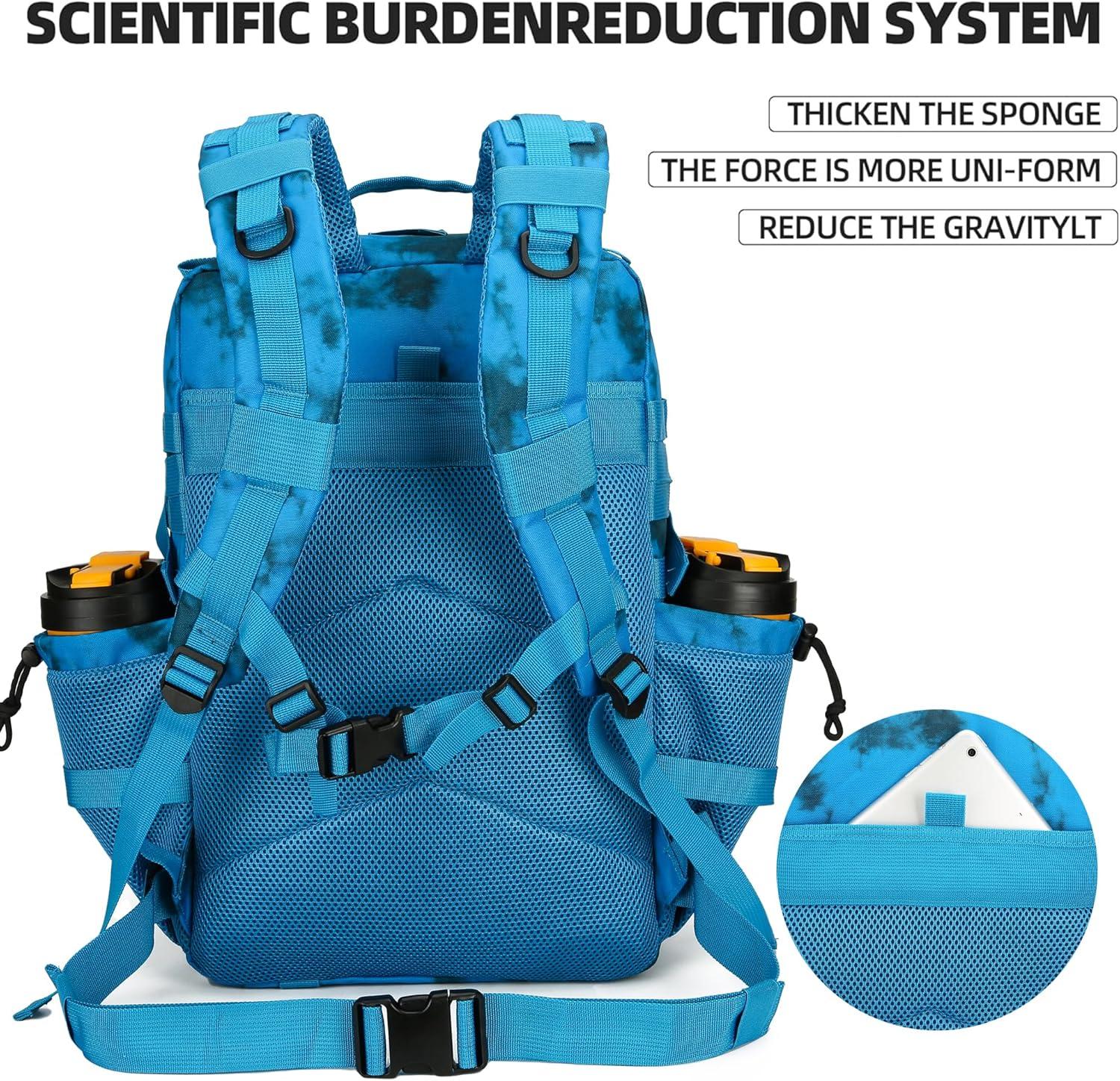 image45L Tactical Assault Backpack 3 day assault pack with Molle Waterproof backpack Rucksack for Tactical Backpacks Red water patternBlue Water Pattern