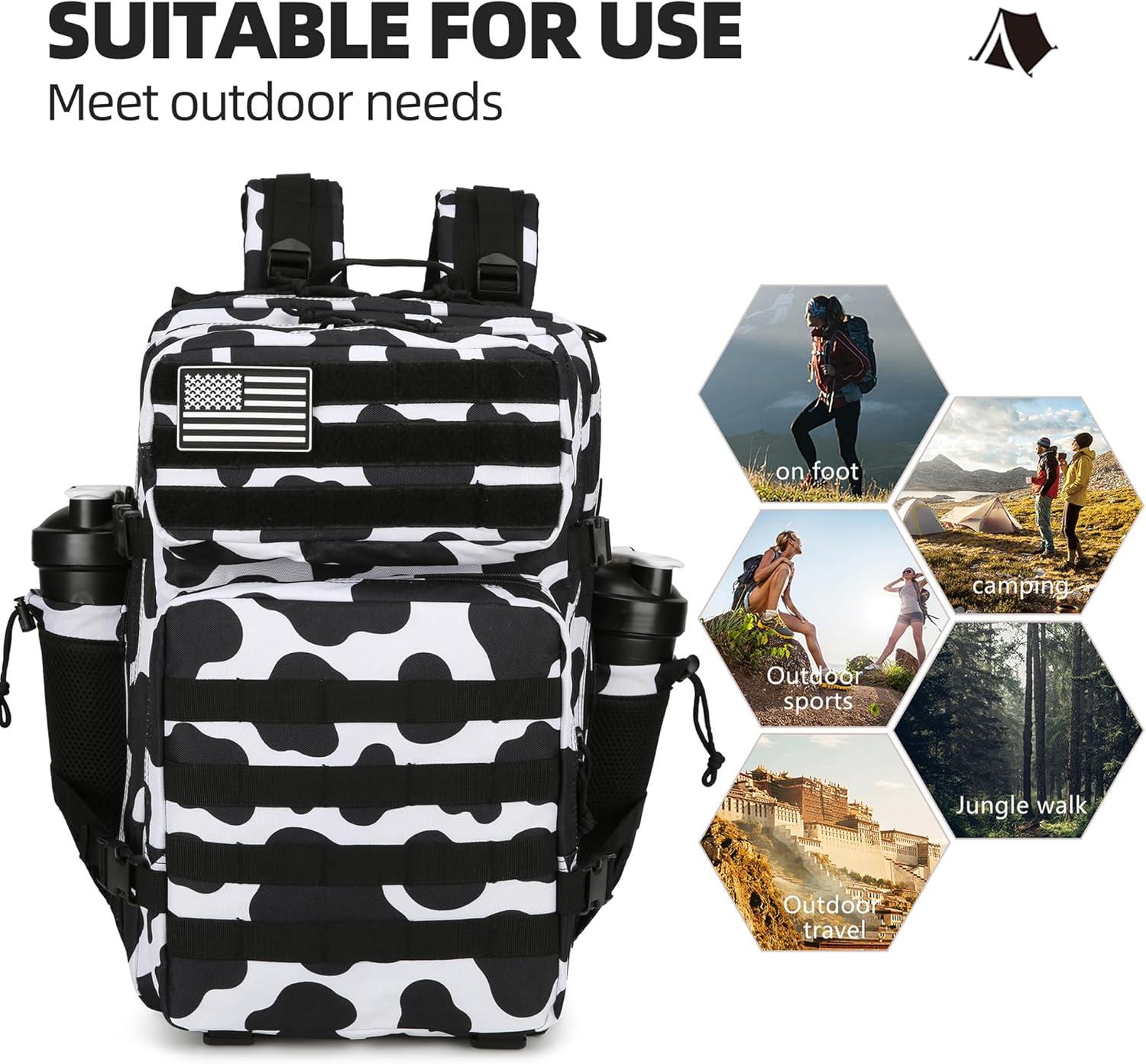 image45L Tactical Assault Backpack 3 day assault pack with Molle Waterproof backpack Rucksack for Tactical Backpacks Red water patternCow Color