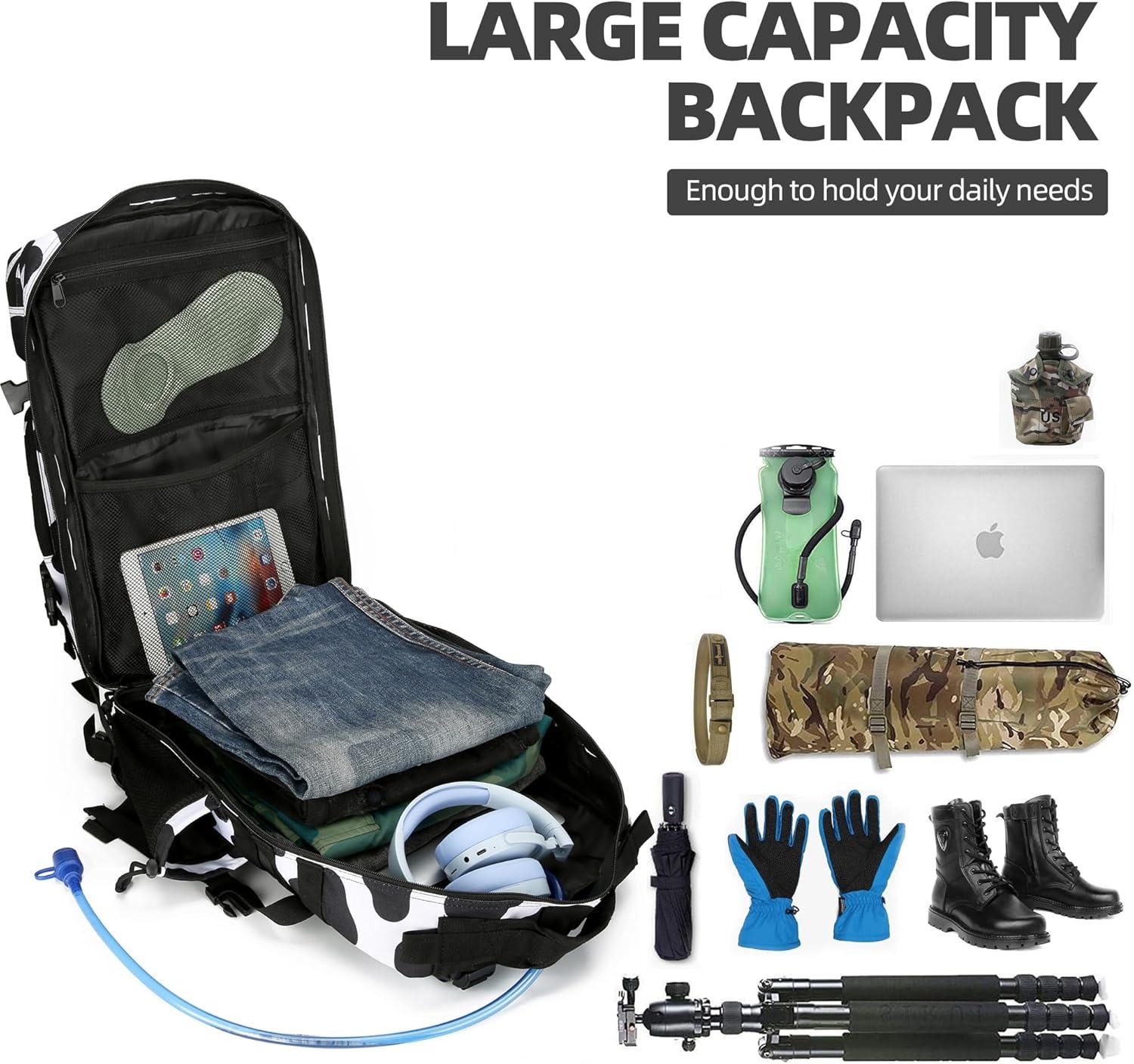 image45L Tactical Assault Backpack 3 day assault pack with Molle Waterproof backpack Rucksack for Tactical Backpacks Red water patternCow Color