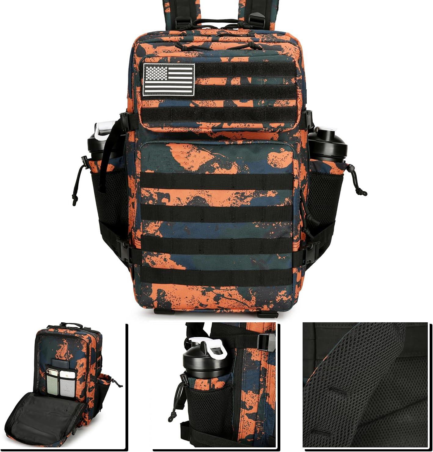 image45L Tactical Assault Backpack 3 day assault pack with Molle Waterproof backpack Rucksack for Tactical Backpacks Red water patternMars Camo