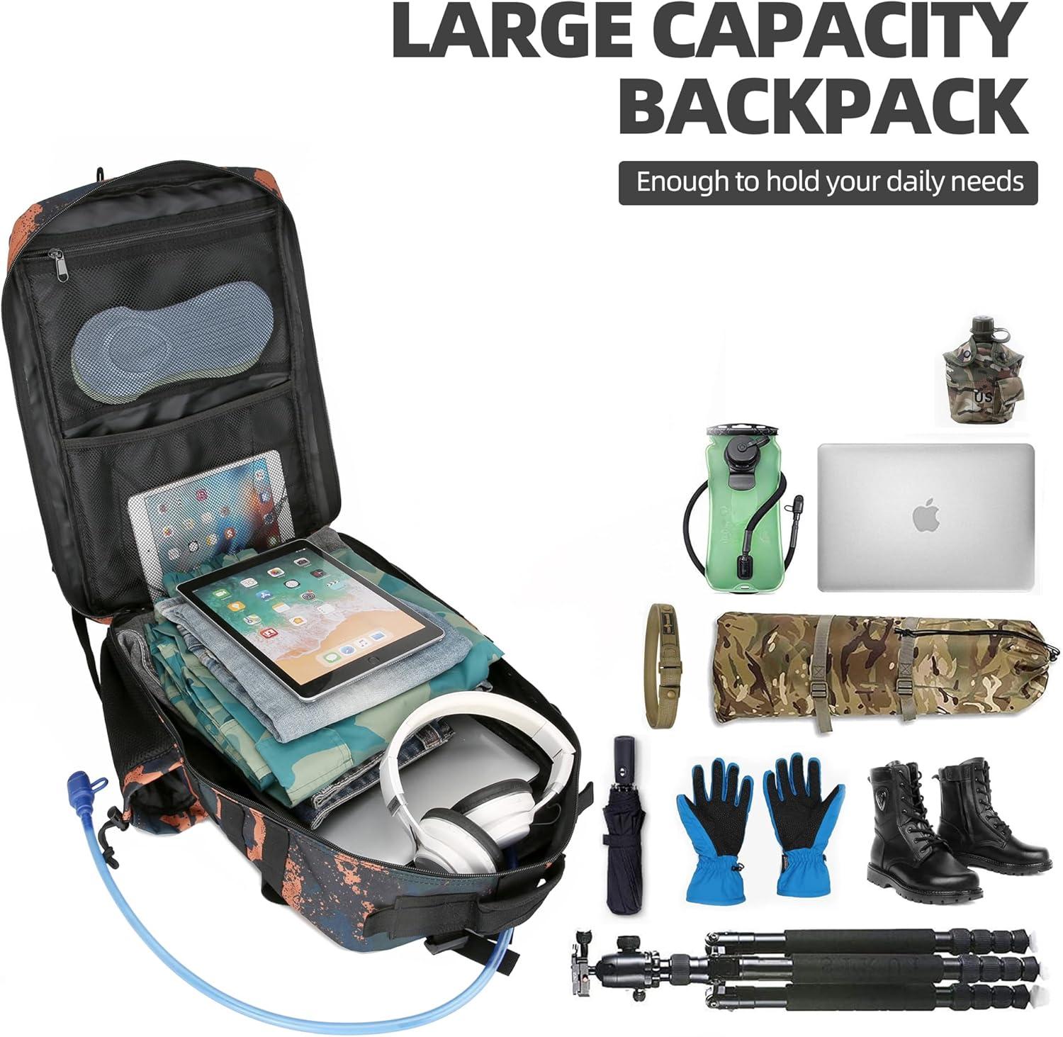 image45L Tactical Assault Backpack 3 day assault pack with Molle Waterproof backpack Rucksack for Tactical Backpacks Red water patternMars Camo