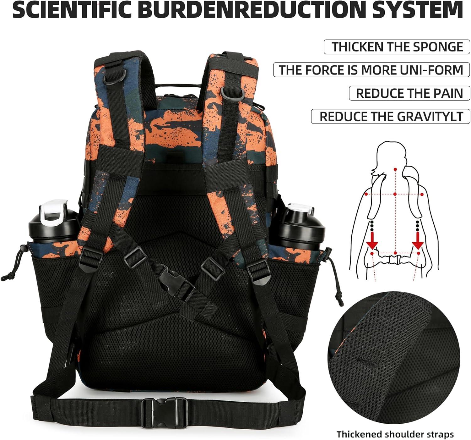 image45L Tactical Assault Backpack 3 day assault pack with Molle Waterproof backpack Rucksack for Tactical Backpacks Red water patternMars Camo