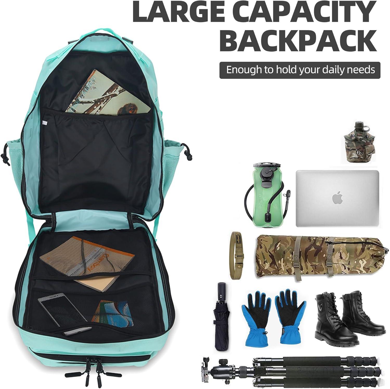 image45L Tactical Assault Backpack 3 day assault pack with Molle Waterproof backpack Rucksack for Tactical Backpacks Red water patternMint Green