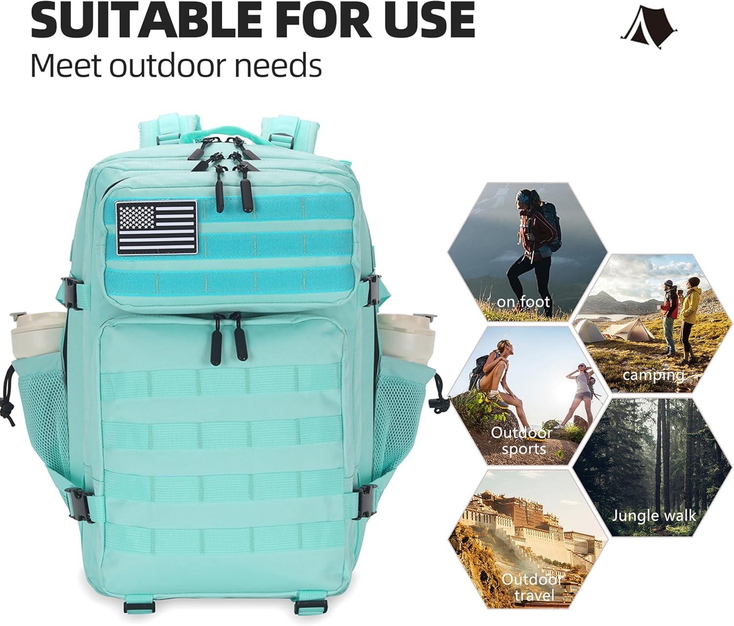 image45L Tactical Assault Backpack 3 day assault pack with Molle Waterproof backpack Rucksack for Tactical Backpacks Red water patternMint Green