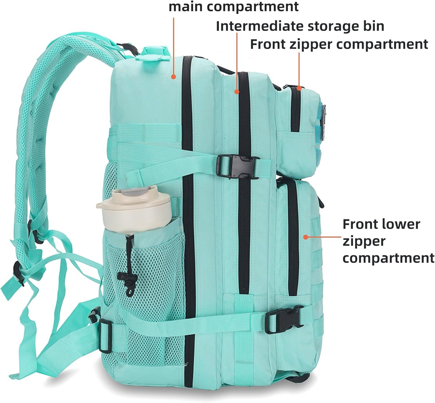 image45L Tactical Assault Backpack 3 day assault pack with Molle Waterproof backpack Rucksack for Tactical Backpacks Red water patternMint Green