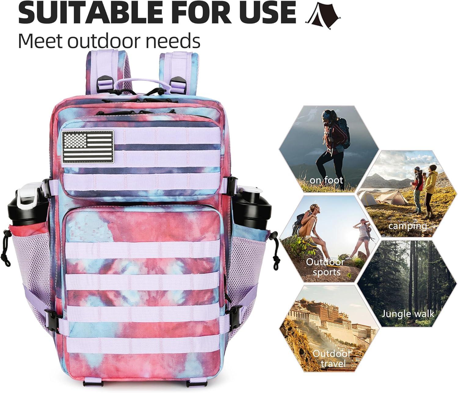 image45L Tactical Assault Backpack 3 day assault pack with Molle Waterproof backpack Rucksack for Tactical Backpacks Red water patternNebula Camo