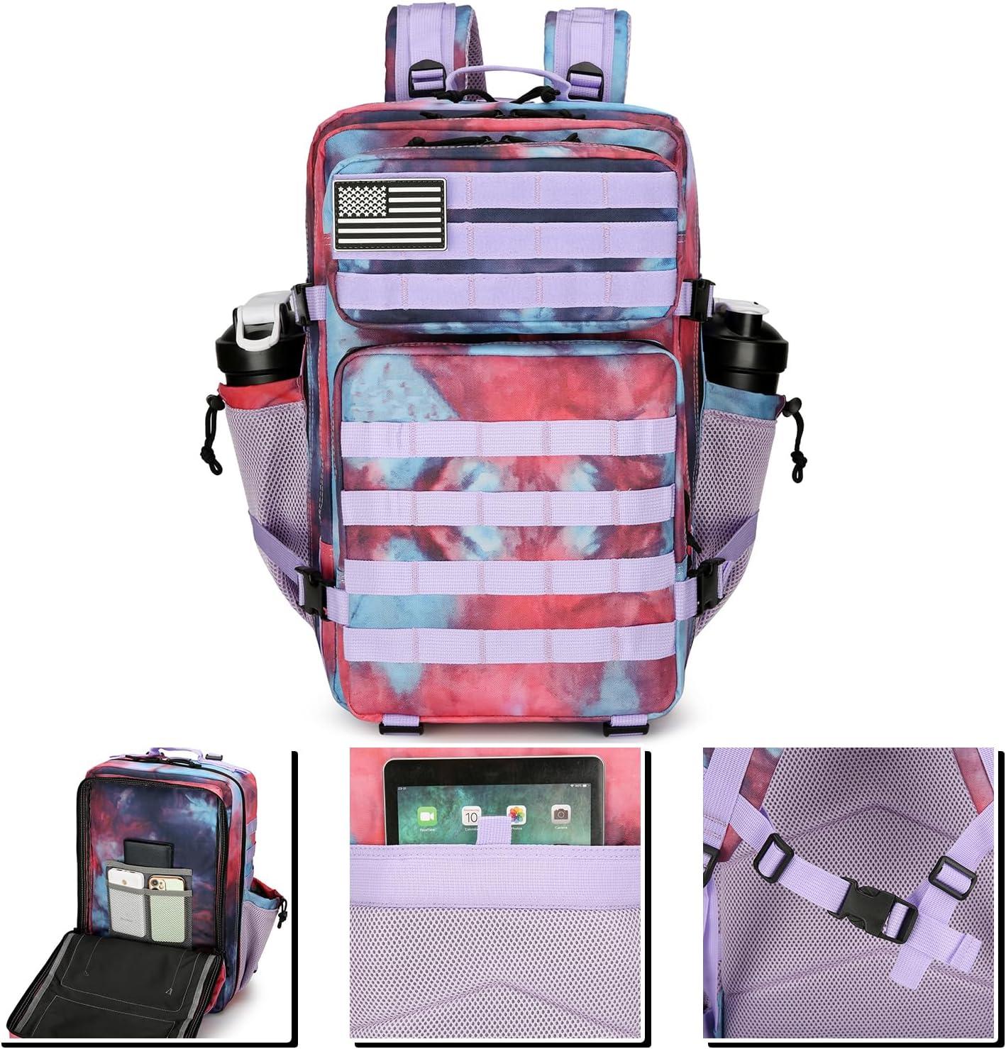 image45L Tactical Assault Backpack 3 day assault pack with Molle Waterproof backpack Rucksack for Tactical Backpacks Red water patternNebula Camo