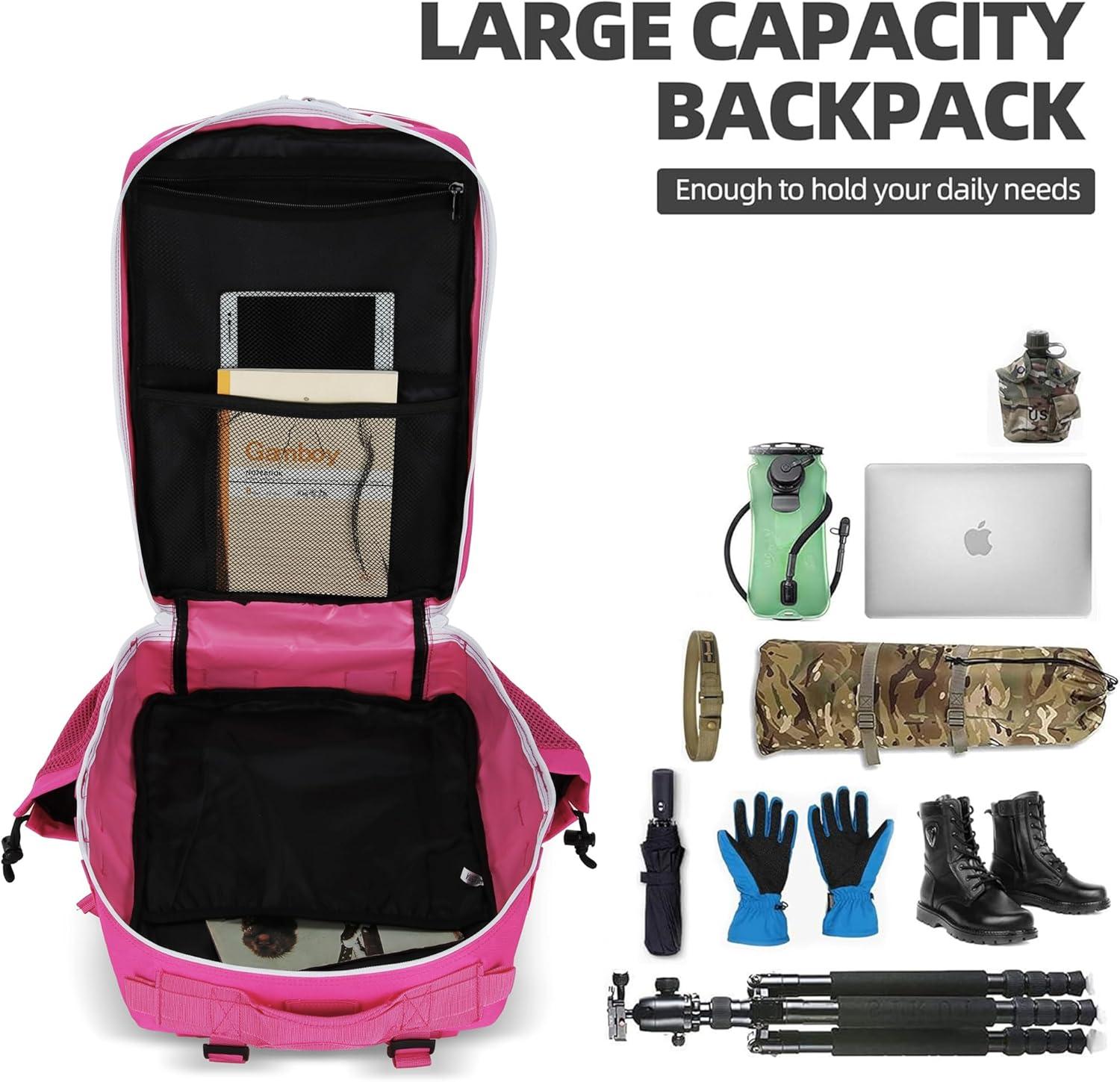 image45L Tactical Assault Backpack 3 day assault pack with Molle Waterproof backpack Rucksack for Tactical Backpacks Red water patternRose Red