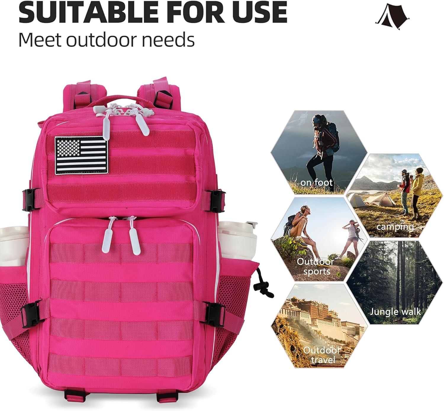 image45L Tactical Assault Backpack 3 day assault pack with Molle Waterproof backpack Rucksack for Tactical Backpacks Red water patternRose Red