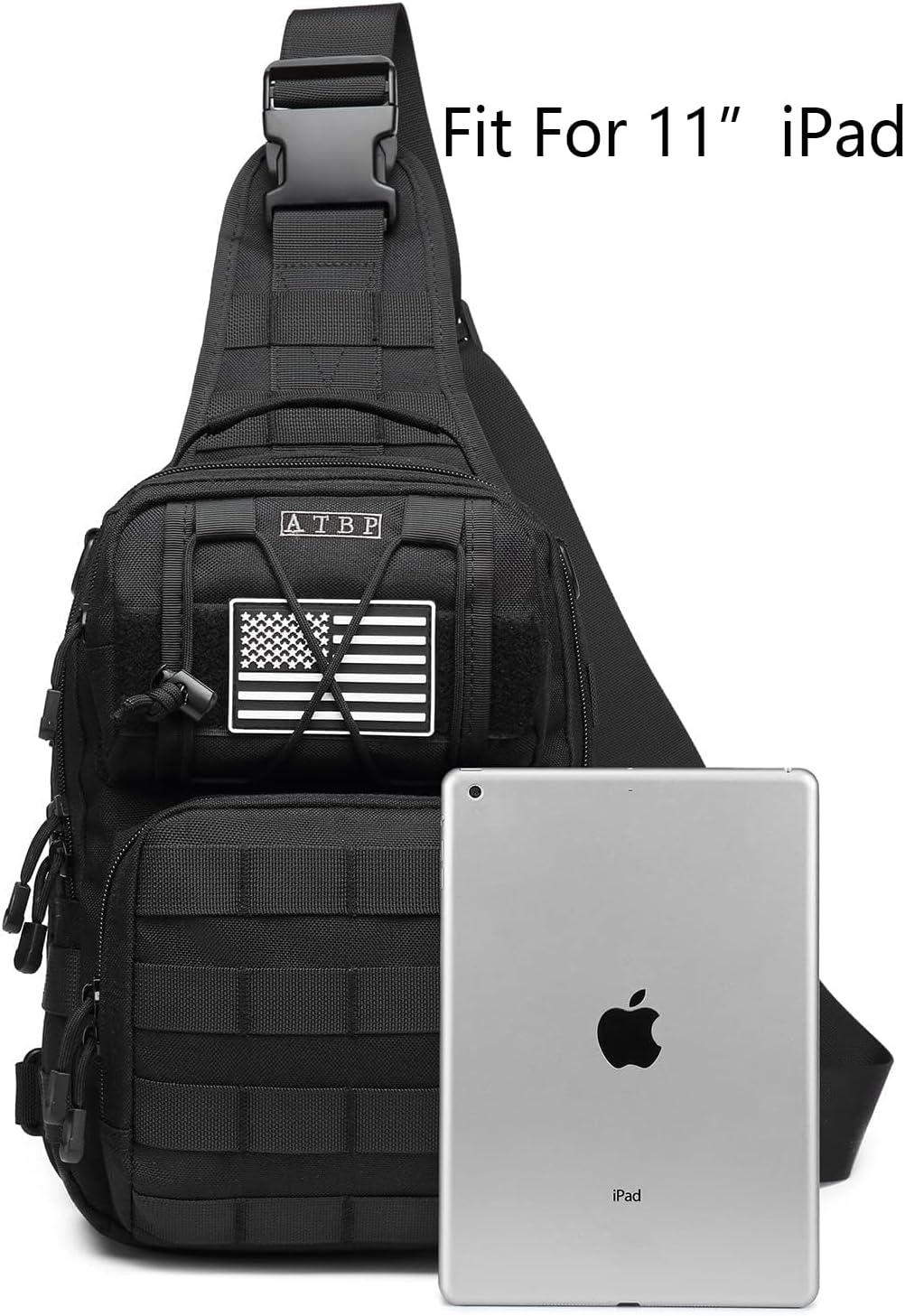 imageATBP Tactical Sling Backpack Bag Pack for Men Military One Strap Shoulder Backpack Crossbody Bag With Holster 10 LitersArmy Green