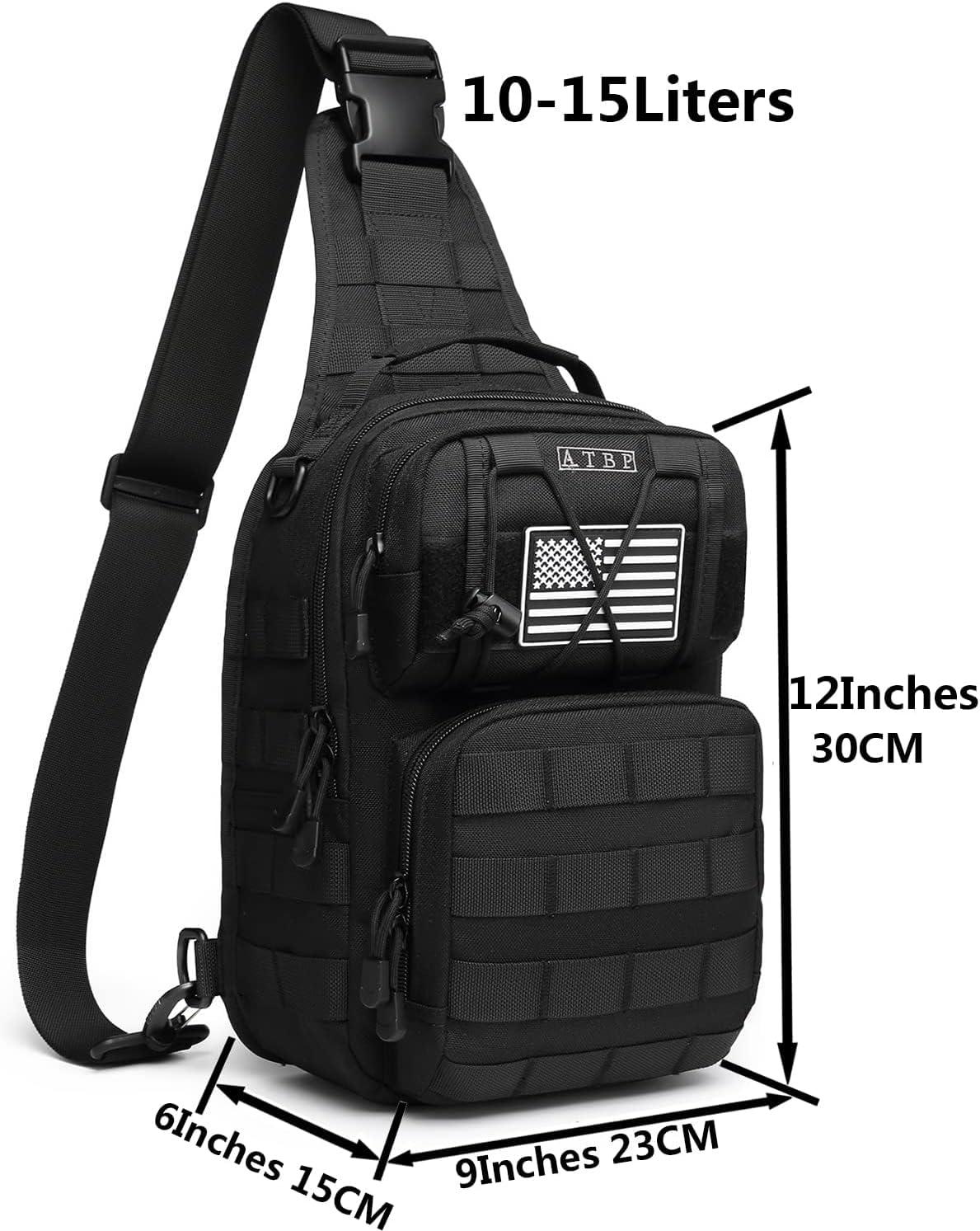 imageATBP Tactical Sling Backpack Bag Pack for Men Military One Strap Shoulder Backpack Crossbody Bag With Holster 10 LitersBlack 2