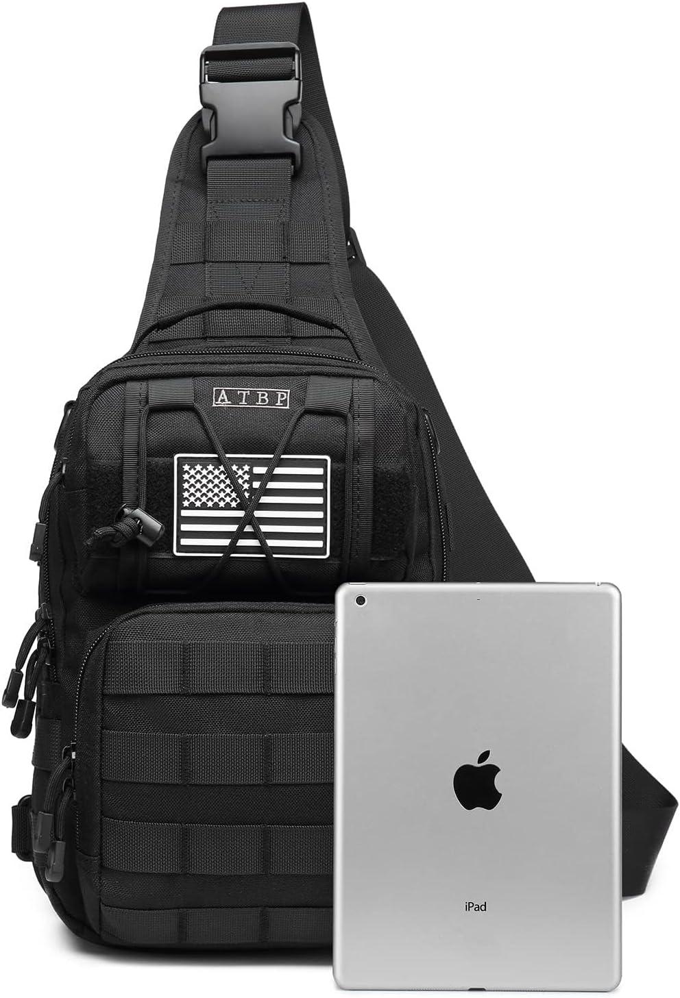 imageATBP Tactical Sling Backpack Bag Pack for Men Military One Strap Shoulder Backpack Crossbody Bag With Holster 10 LitersBlack 2