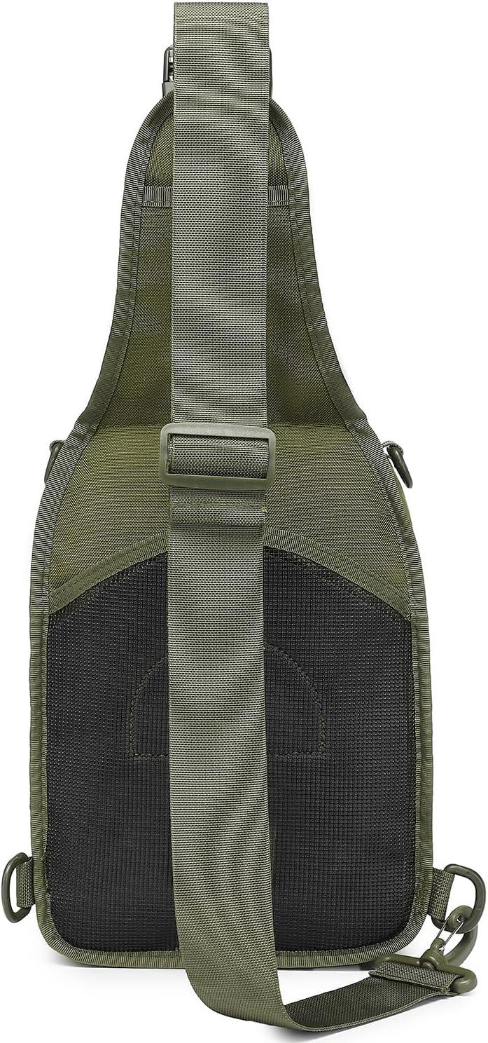 imageATBP Tactical Sling Backpack Bag Pack for Men Military One Strap Shoulder Backpack Crossbody Bag With Holster 10 LitersBlack Green 2
