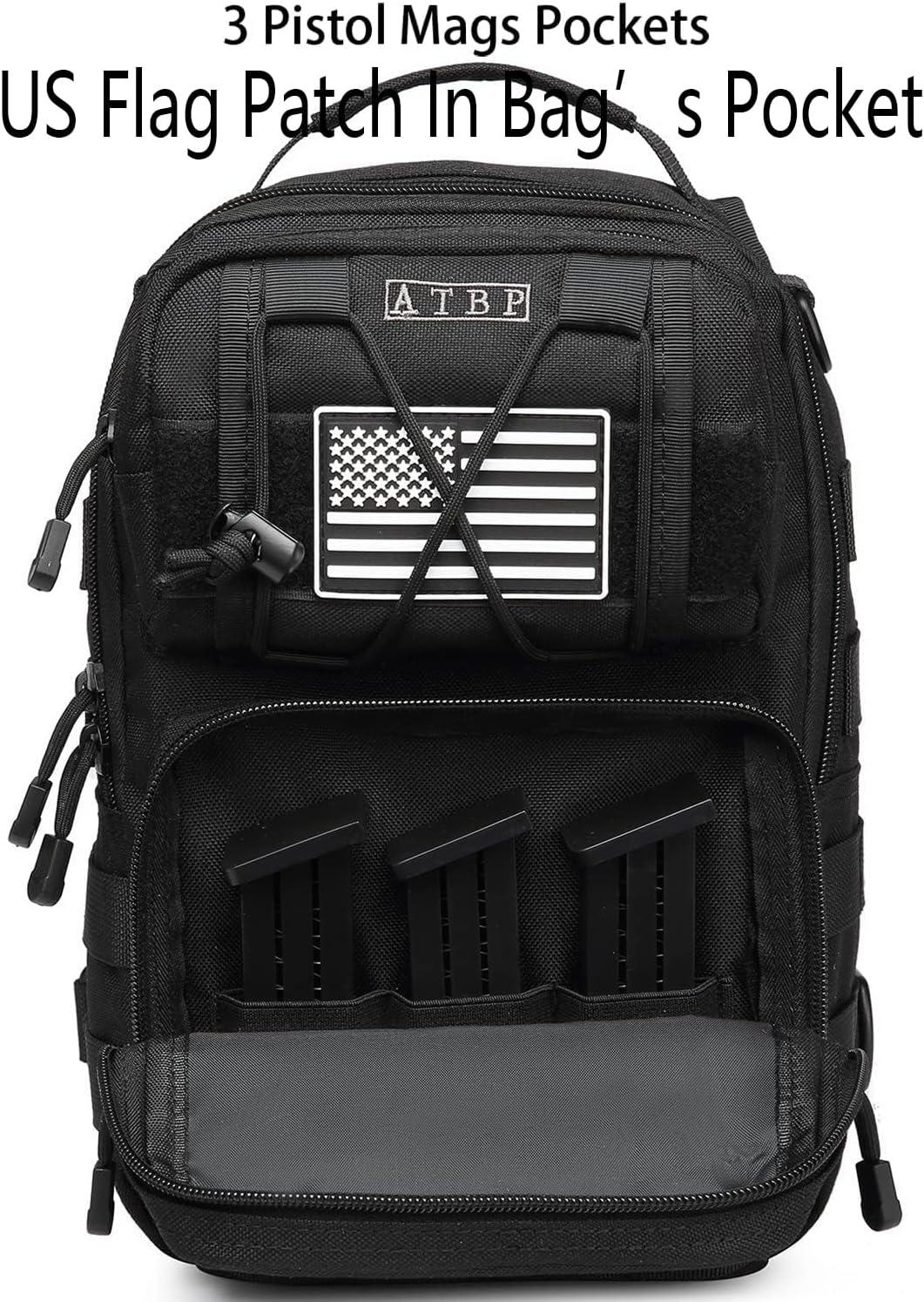 imageATBP Tactical Sling Backpack Bag Pack for Men Military One Strap Shoulder Backpack Crossbody Bag With Holster 10 LitersBlack Tan 2
