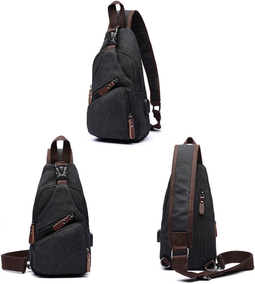 imageCanvas Sling Bag Crossbody Backpack Shoulder Casual Rucksack for Men Women Outdoor Cycling Hiking Travel Fishing BlackBlack
