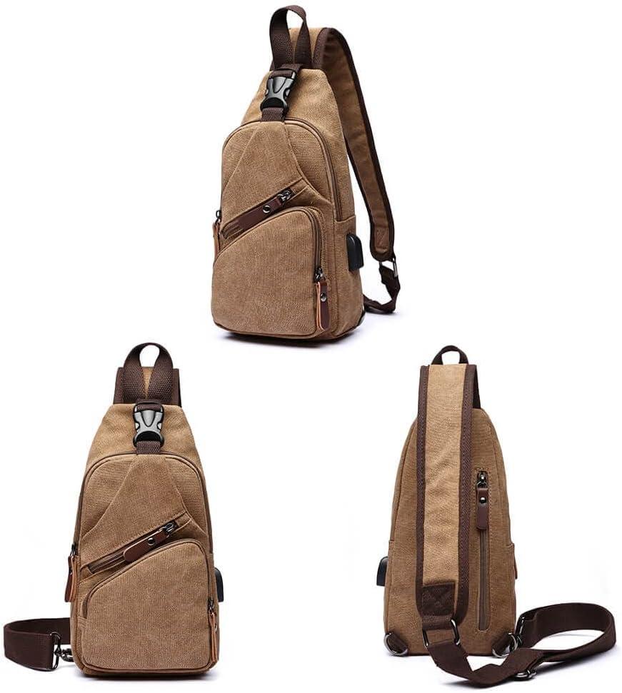 imageCanvas Sling Bag Crossbody Backpack Shoulder Casual Rucksack for Men Women Outdoor Cycling Hiking Travel Fishing BlackCoffee